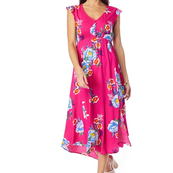 Jessica Simpson Gabbie Hi-Low Dress Pink Floral 1X NWT - Picture 2 of 10